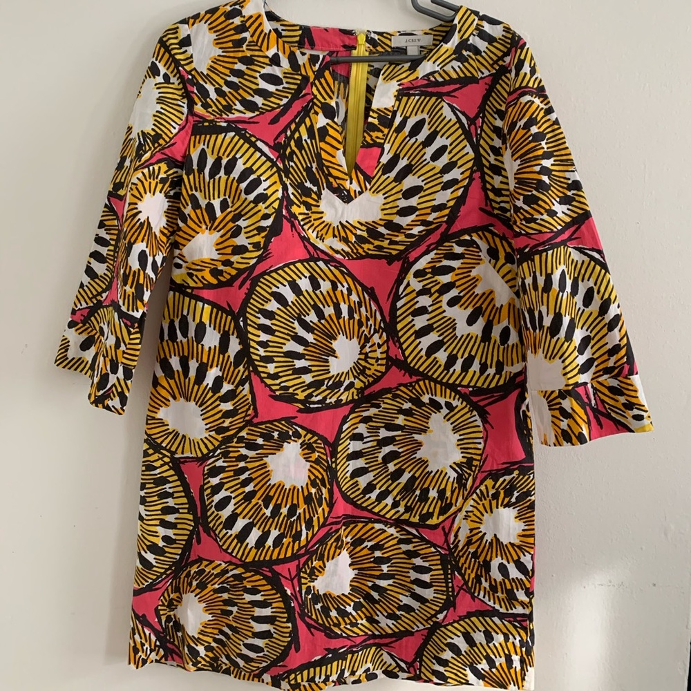J. Crew - Pink and Gold Patterned Long Sleeve Dress